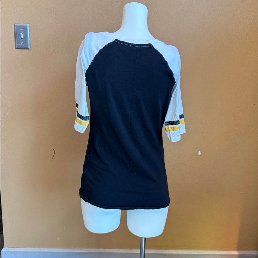 Harley-Davidson Black & White Raglan Tee with Yellow Script size L - Picture 4 of 9